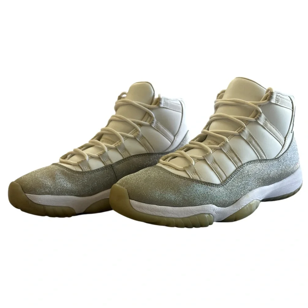 JORDAN - AJ11 RETRO MID WHITE GLITTER GREY “VAST GREY” SNEAKERS